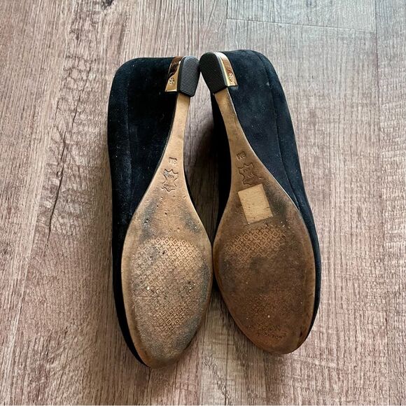 Tory Burch Black suede leather round toe pumps size 8 Elegant Design - Picture 6 of 7